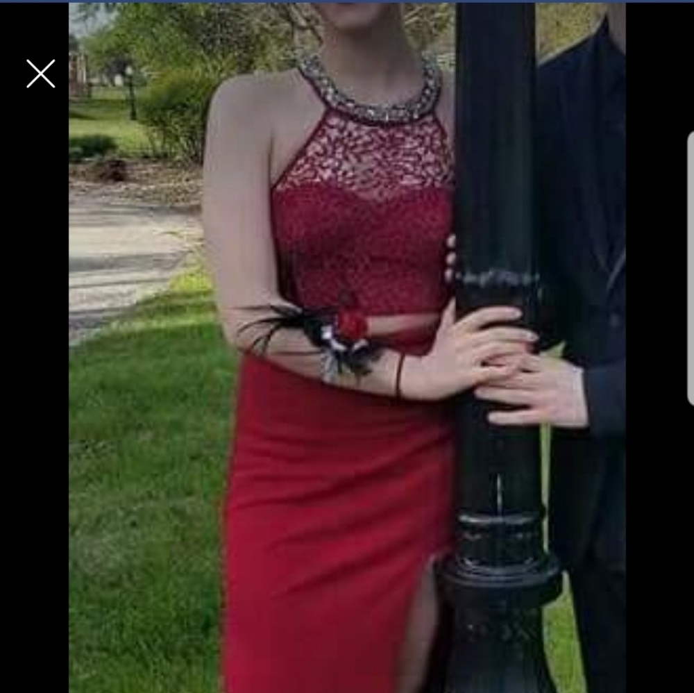 Burgundy 2 PC prom gown